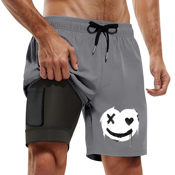 Letdown Mens Swim Trunks with Compression Liner 9 Inch Inseam Swim Shorts Swimming Swim Board Shorts for Men with Pockets