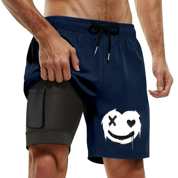 Letdown Mens Swim Trunks with Compression Liner 9 Inch Inseam Swim Shorts Swimming Swim Board Shorts for Men with Pockets
