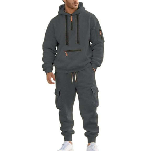 Letdown Mens Tracksuit - 2 Piece Sweatsuit for Men Long Sleeve Sweatsuit Set Full Zip Running Jacket and Pants Athletic Jogging Fall Winter Tracksuit (Dark Gray, M)