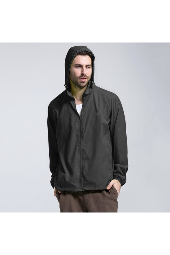 Mens Women Water_proof Rain Jacket Lightweight Hooded Rain Coats Zipper Long Sleeve Packable Windbreaker For Women/Men (Black, M)