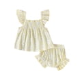 thumbnail image 1 of Letdown Baby Girl Summer Clothes Girl Outfits Sleeveless Ruffle Top and Bloomers Shorts Set with Floral Embroidery 0 3 6 12 18 Month, 1 of 9