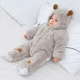 thumbnail image 1 of Letdown Baby Sherpa Outfit Girls Boys Winter Clothes Hooded Romper Snowsuit Clothes Button Down Bunting Suit with Elastic (Grey,0-3 Months), 1 of 5