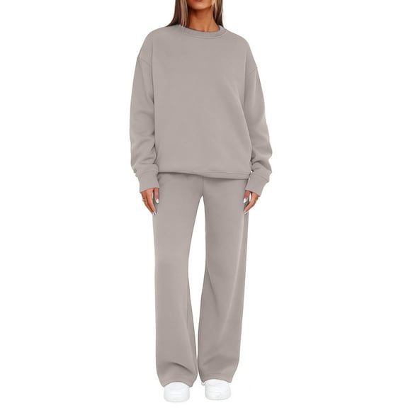 Letdown Oversized Lounge Sets for Women 2 Piece Fall Winter Outfits Wide Leg Pant Matching Sets Solid Pullover Sweatshirt Clothing (OTHER, XXL)