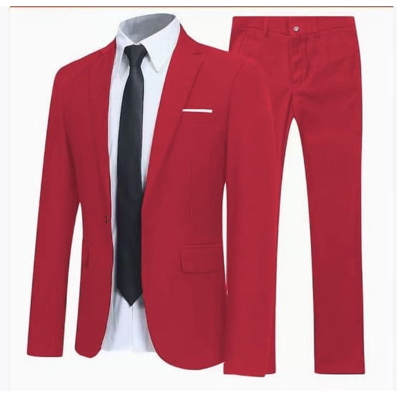 Letdown Men’s 2 Piece Formal Suit Set (Blazer Jacket & Pants), Slim Fit Two Button Dress Suit for Wedding, Business & Formal Events