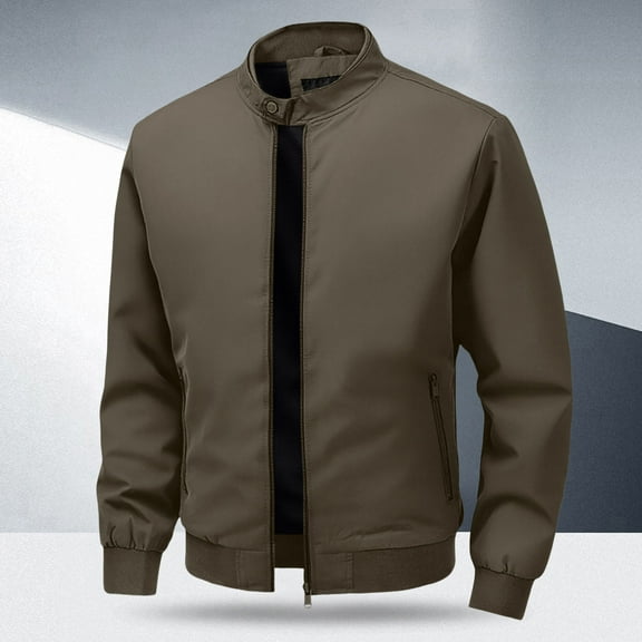 Letdown Plus Size Men's Bomber Jacket Lightweight Casual Stylish Full Zipper Stand Collar Coat for Fall Winter Warm Coats Padded Jackets with Pocket