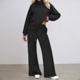 thumbnail image 1 of Letdown Plus Size Womens Lounge Set 2 Piece Outfits Oversized Pajama Set Long Sleeve Turtleneck Sweatshirt and Wide Leg Joggers with Pockets (Black,L), 1 of 6