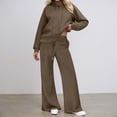 thumbnail image 1 of Letdown Plus Size Womens Lounge Set 2 Piece Outfits Oversized Pajama Set Long Sleeve Turtleneck Sweatshirt and Wide Leg Joggers with Pockets (Brown,XXL), 1 of 6