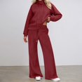 thumbnail image 1 of Letdown Plus Size Womens Lounge Set 2 Piece Outfits Oversized Pajama Set Long Sleeve Turtleneck Sweatshirt and Wide Leg Joggers with Pockets (Red,XXXXXL), 1 of 6
