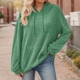 thumbnail image 1 of Letdown Ribbed Hooded Sweatshirt for Women Long Sleeve Shirts Crewneck Sweaters Fall Fashion Outfits 2025 Trendy Tunic Tops Plus Size Loungewear (Green, XXL), 1 of 4