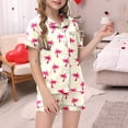 thumbnail image 1 of Letdown Satin Pajama Sets Short Sleeve Cute Cartoon with Funny Faces Button Down Silky Nightwear 2 Piece PJS S|eepwear, 1 of 5