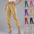 thumbnail image 1 of Letdown Sequin Glitter High Waist Jogger Pants for Women, Sparkly Party Trouser Bling Leggings, Holiday Party Disco Outfits (Gold,S), 1 of 7