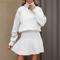 thumbnail image 1 of Letdown Skirt Sets Women 2 Piece Outfits Long Sleeve Turtleneck Loose Sweater & Mini Pleated Knit Skirts Going Out Lounge Outfits (White,M), 1 of 5