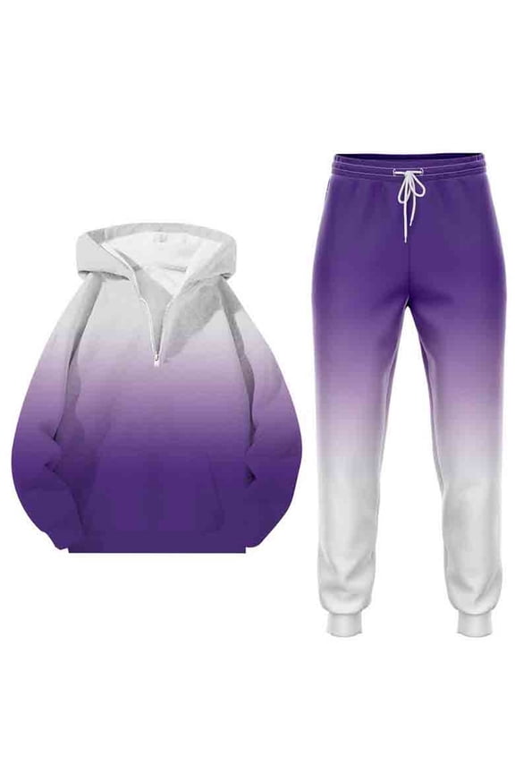 Solid Track Suits for Men Set Casual Running Jogging Warm Up Full Zip Sweat Suits Athletic Jogging Fall Winter Tracksuit (Purple, XXL)