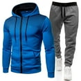 thumbnail image 1 of Letdown Sweat Suits Men Tracksuits 2 Piece Sets Athletic Jogging Suits Casual Outfits for Men Long Sleeve Drawstring Hooded Jackets Matching Sweatpants (Blue-1, XL), 1 of 3