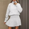 thumbnail image 1 of Letdown Sweater Skirt Sets for Women 2 Piece Outfits Neck Ribbed Knit Sweaters And Mini Skirt Fall Fashion 2025 (Beige,M), 1 of 5