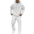 thumbnail image 1 of Letdown Sweatsuits Men Tracksuits 2 Piece Sets Athletic Jogging Suits Casual Outfits for Men Solid Hoodie Sweatshirt and Joggers Set Sweatsuit Outfits (White,L), 1 of 10