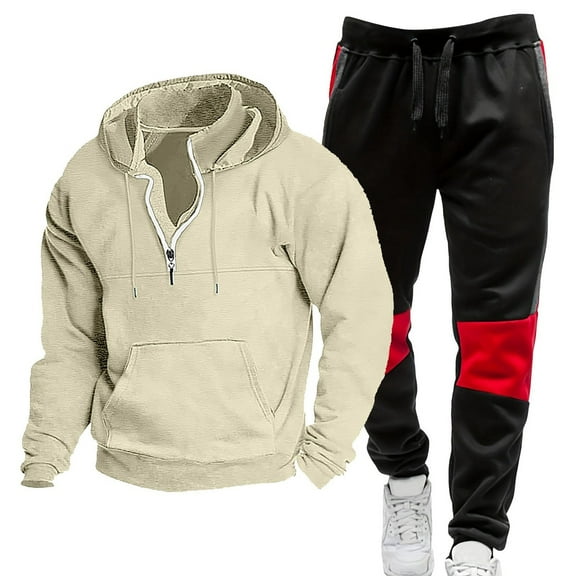 Letdown Sweatsuits for Men Casual Athletic Sweatsuit Full Zip Pullover Long Sleeve Running Sport Outfits Sports Clothes Outfits (Khaki, XS)