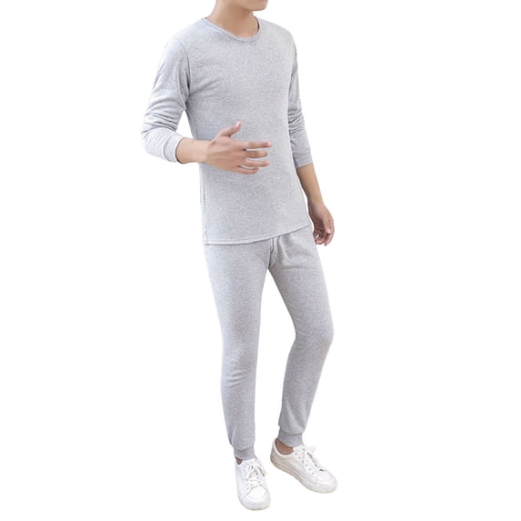 Letdown Thermal Underwear for Men Long Johns Set - Lined Soft Thermal Underwear Base Layer Pajamas Clothes Cold Weather Base Layer Set for Men (Grey, L)
