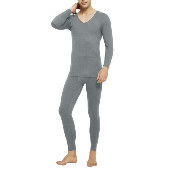 Letdown Men's Knit Lightweight Thermal Underwear Sets Long Sleeve Crewneck Undershirts Underwear Long Johns Bottom Warm Base Layer for Winter Skiing Hunting (Grey-a, XXXXL)
