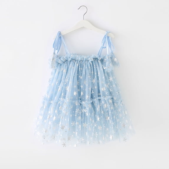 Letdown Toddler Baby 1st Birthday Girl Cake Smash Outfit Self-tie Floral Tutu Dress Ruffle Halloween Christmas Party Photo (#04-Blue,18-24 Months)