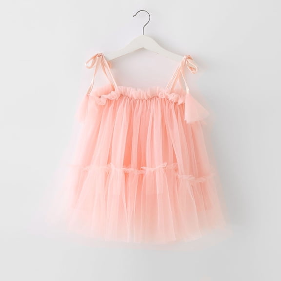 Letdown Toddler Baby 1st Birthday Girl Cake Smash Outfit Self-tie Floral Tutu Dress Ruffle Halloween Christmas Party Photo (#05-Pink,12-18 Months)