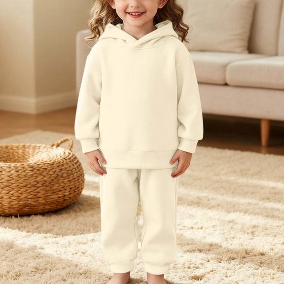 Letdown Toddler Baby Girl Boy Clothes Set Long Sleeve 2 Piece Hoodie and Sweatpants Fall Winter Outfits for Boys 1-7T (Beige,3-4 Years)