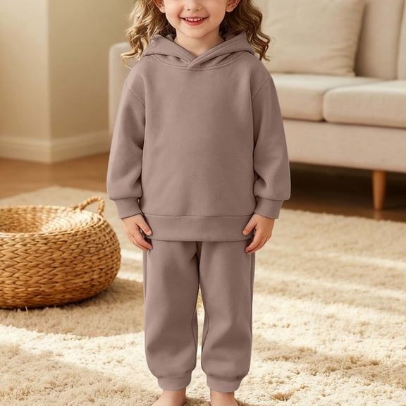 Letdown Toddler Baby Girl Boy Clothes Set Long Sleeve 2 Piece Hoodie and Sweatpants Fall Winter Outfits for Boys 1-7T (Brown,4-5 Years)