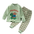 thumbnail image 1 of Letdown Toddler Boys Dinosaur 𝗣ajamas Outfits Long Sleeve Crew Neck Cotton Tops Elastic Waist Pants Girls Soft 𝗟oungewear Sets 2PCS, 1 of 2
