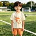 thumbnail image 1 of Letdown Toddler Boys Soccer Print Outfits Crew Neck Short Sleeve Tee Shirts and Solid Color Comfortable Shorts Activewear Two Piece Set Summer Clothes Outfits 3-12 Years Outdoor Wear, 1 of 5