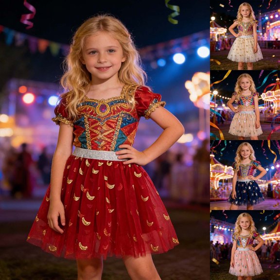 Letdown Toddler Girls Layered Tutu Skirt Star Sparkling Sequin Tulle Dance Skirts Girls Pull on Dressy Skirts Cute Tiered Short Mini Skirts (#04-Red,2-3 Years)