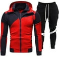 thumbnail image 1 of Track Suit For Men Sweatsuits Sets, Men's Tracksuits 2 Piece Hoodie Outfit Tracksuit Outfits Sweatsuit with Pockets Athletic Jogging Suits (XL,Red), 1 of 2