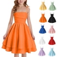 thumbnail image 1 of Letdown Tween Girls Summer Dress Spaghetti Strap Square Neck Double Layer Holiday Dress Casual Party Dresses, 1 of 6