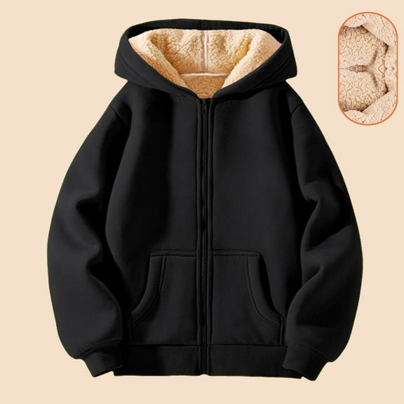Letdown Unisex Boys Girls Hoodie Sherpa Lined Jacket Zip Up Hooded Sweatshirt Winter Warm Outerwear for Kids