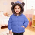 thumbnail image 1 of Letdown Unisex Jacket with Puffer, Thicken Hooded Warm Puffer Jackets Outwear, Long Sleeve Elastic Solid Winter Warm Clothes with Pockets (Blue, 2-3 Years), 1 of 5