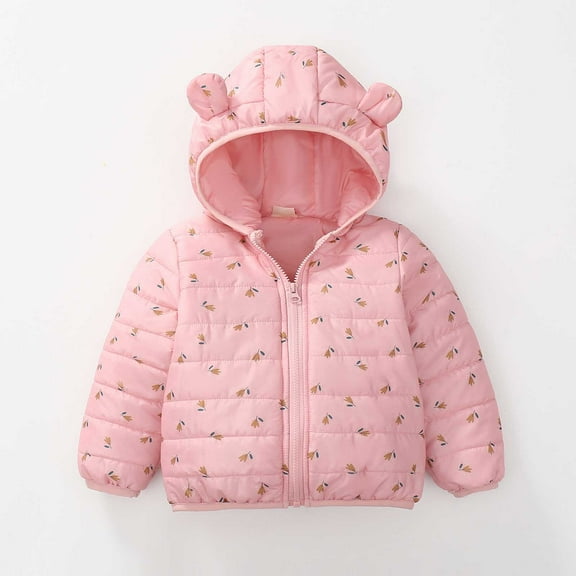 Letdown Unisex Kids Winter Coat Puffer Coat Jacket Lightweight Hooded Packable Outerwear Warm Padded Down Coats (#04-Pink, 6-12 Months)