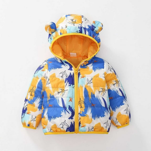 Letdown Unisex Kids Winter Coat Puffer Coat Jacket Lightweight Hooded Packable Outerwear Warm Padded Down Coats (#05-Yellow, 6-12 Months)