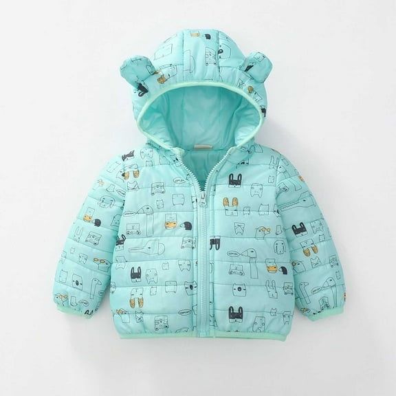 Letdown Unisex Kids Winter Coat Puffer Coat Jacket Lightweight Hooded Packable Outerwear Warm Padded Down Coats (#06-Light Green, 6-12 Months)