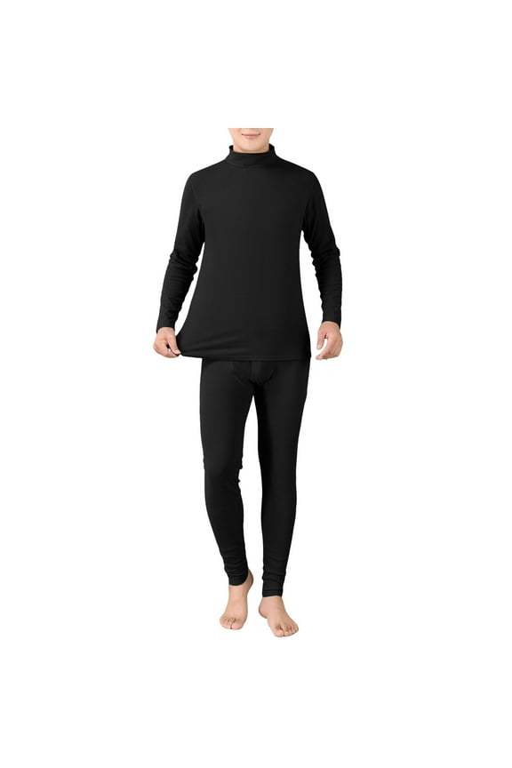 Upgraded Thermal Underwear for Men Long Johns Set Lightweight Base Layer Classic Long Sleeve Shirt Bottom Cold Weather Base Layer Set for Men (Black, XXXXL)