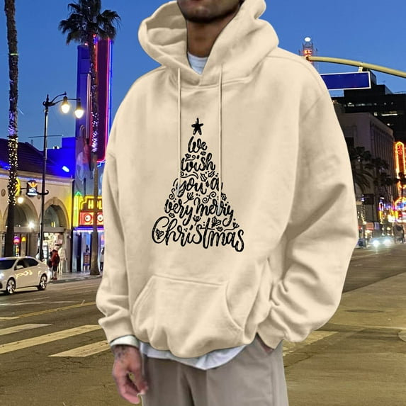Letdown Vintage Merry Christmas Fashioned Christmas Sweatshirt for Men, Santa_Claus Funny Christmas Design Pullover Hoodie Holiday Pullover 2025 Novelty Sweatshirt (Beige-02,XXXL)