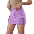 thumbnail image 1 of Letdown Women Cargo Skirt Denim Mini Low Waist Y2K Jean Skirts with Bodycon Flap Pockets Button Zipper Trendy Short Bottom, 1 of 5