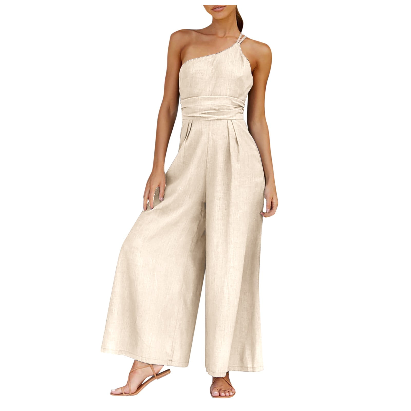 Letdown Women Summer Dressy Jumpsuits One Shoulder Sleeveless Casual ...