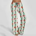 thumbnail image 1 of Letdown Women's Comfy Casual Pajama Pants Christmas Print Drawstring Palazzo Lounge Pants Wide Leg PJS Bottom Loungewear (E-Light Green, S), 1 of 5