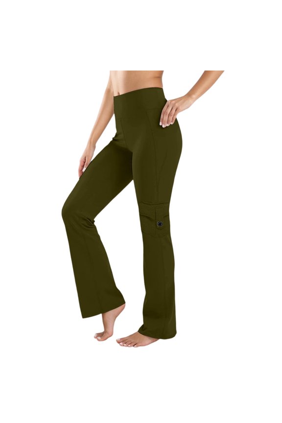 Women's Dress Yoga Pants - High Waist Bootcut Pull-On Trousers | Stretchy Office Slacks & Casual Pants | Comfortable Pull On Work Pants (Green,XXL)