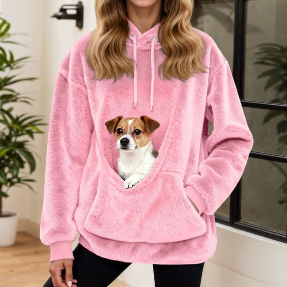 Letdown Women's Pet Carrier Hoodie with Kangaroo Pouch, Hooded Sweatshirt with Front Pocket for Small Dogs and Cats