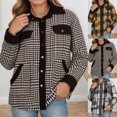 thumbnail image 1 of Letdown Women's Mid-Length Buffalo Plaid Shacket Jacket Long Sleeve Button Down Shirt Coat Tops with Pockets Fall Winter Fashion Shacket Coats (Black,L), 1 of 9