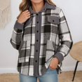thumbnail image 1 of Letdown Women's Mid-Length Buffalo Plaid Shacket Jacket Long Sleeve Button Down Shirt Coat Tops with Pockets Fall Winter Fashion Shacket Coats (Dark Gray,S), 1 of 8