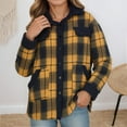 thumbnail image 1 of Letdown Women's Mid-Length Buffalo Plaid Shacket Jacket Long Sleeve Button Down Shirt Coat Tops with Pockets Fall Winter Fashion Shacket Coats (Gold,XXL), 1 of 8
