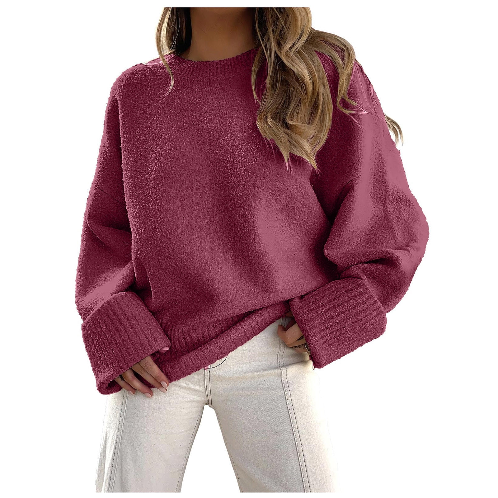 Letdown Women's Oversized Sweaters 2026 Long Sleeve Fuzzy Knit Casual ...
