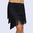 thumbnail image 1 of Letdown Women's Tassels Fringe Latin Dance Skirt 3 Tiered Tassel Elastic Waist Modern Ballroom Salsa Tango Samba Rumba Dancewear Ballroom (Black,XXXL), 1 of 4