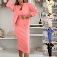 thumbnail image 1 of Letdown Womens 2 Piece Casual Outfit 2025 2026 Square Neckline Sleeveless Bodycon Midi Dress with Back Slit and Jacket Set (Pink, XXL), 1 of 8